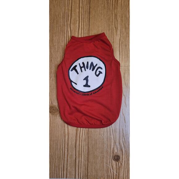 Universal Studios Islands of Adventure Thing 1 dog shirt red SZ MEDIUM vacation - Picture 1 of 9